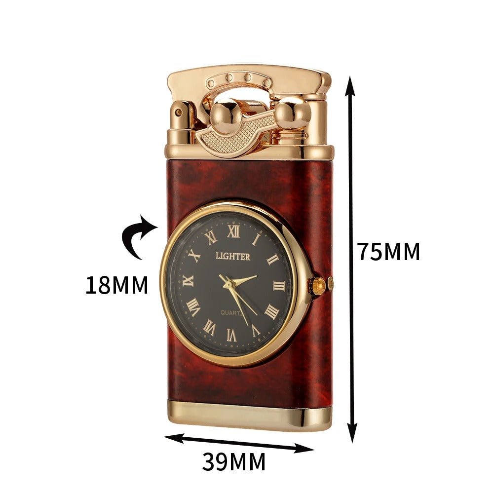Encendedor Lighter de metal con reloj incluido Modelo Negro Mate